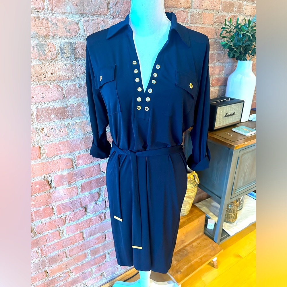 MICHAEL by Michael Kors dark navy bodycon blue dress. Sz M.